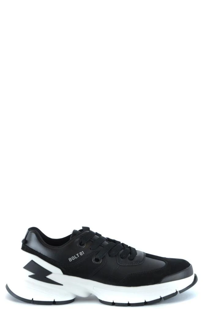 商品Neil Barrett|Neil Barrett Mens Black Leather Sneakers,价格¥4228,第1张图片