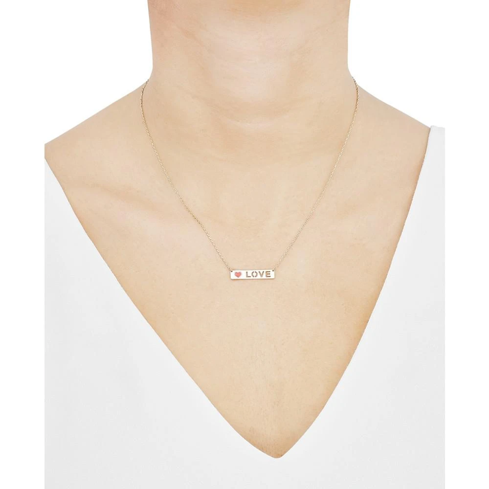 商品Macy's|Red Enamel Heart & Cut-Out LOVE Bar Pendant Necklace in 14k Gold, 17" + 1" extender,价格¥7531,第2张图片详细描述