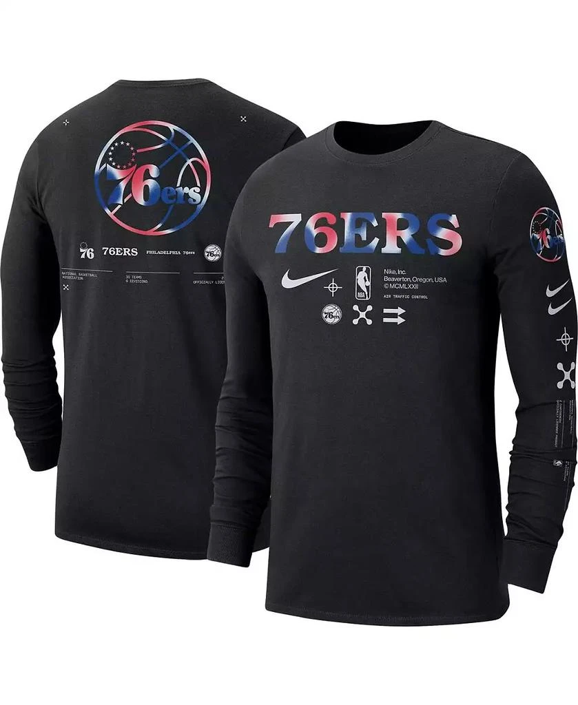 商品NIKE|Men's Black Philadelphia 76ers Essential Air Traffic Control Long Sleeve T-shirt,价格¥247,第1张图片