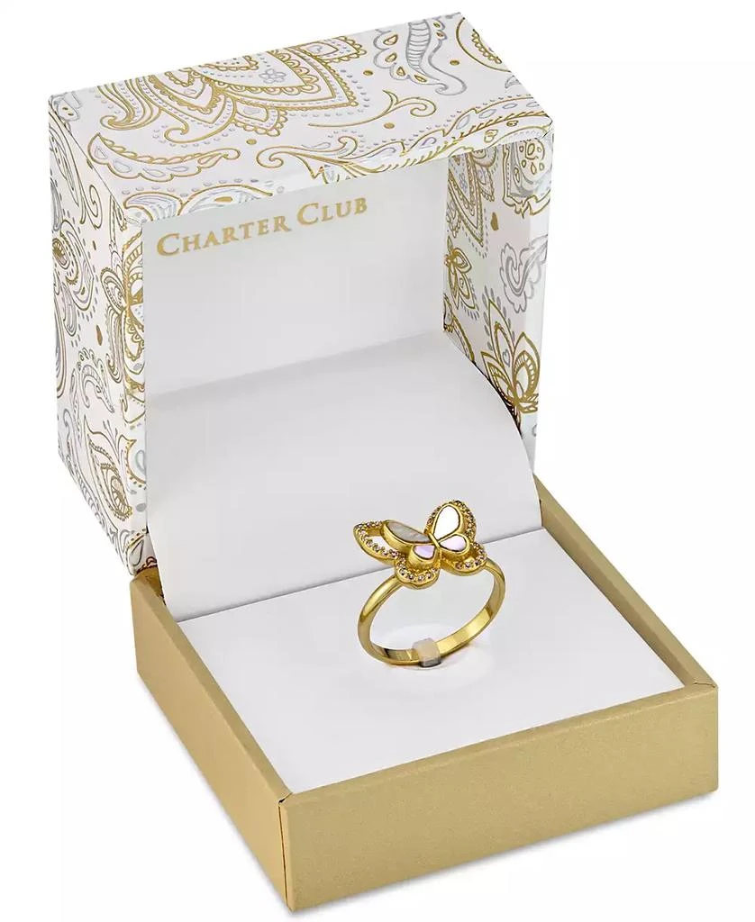 商品Charter Club|Gold-Plate Pavé & Mother-of-Pearl Butterfly Ring, Created for Macy's,价格¥105,第3张图片详细描述