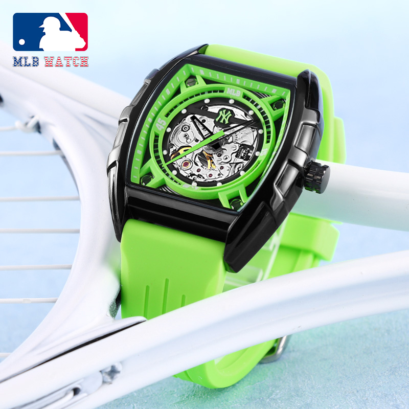 2022新款 MLB美职棒 潮牌硅胶手表 镂空全自动机械男士手表 防水学生情侣手表NY621商品第3张图片规格展示
