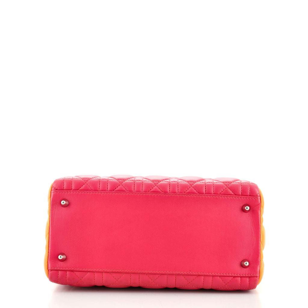 商品[二手商品] Dior|Christian Dior Tricolor Lady Dior Bag Cannage Quilt Grained Lambskin Medium,价格¥33743,第5张图片详细描述