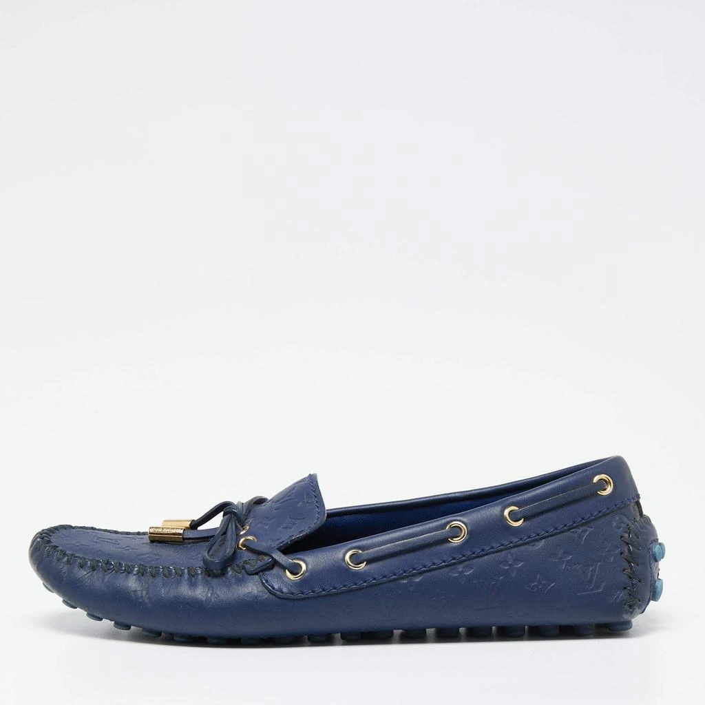 商品[二手商品] Louis Vuitton|Louis Vuitton Blue Leather Gloria Loafers Size 38,价格¥1624,第1张图片