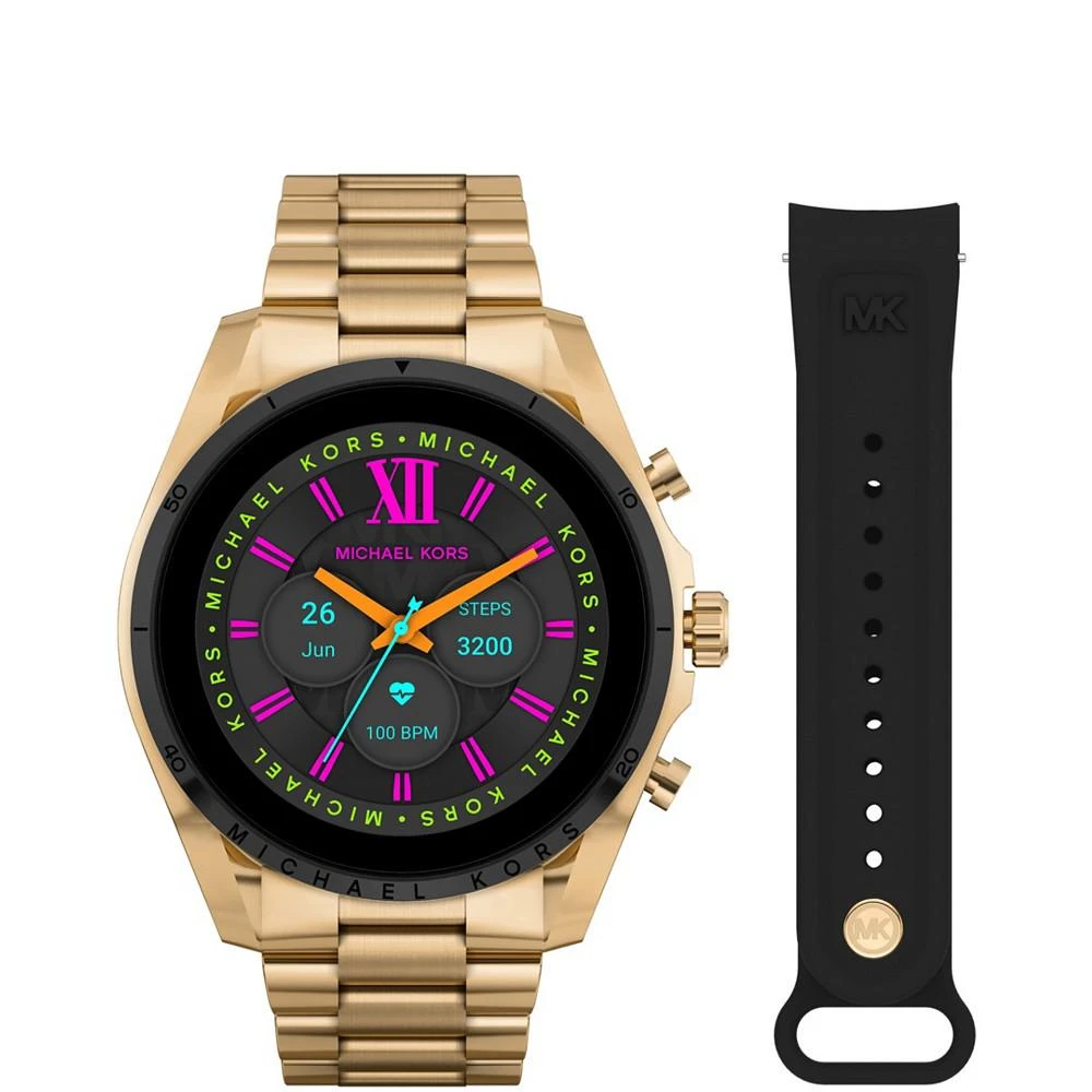 商品Michael Kors|Women's Gen 6 Bradshaw Gold-Tone Stainless Steel Smartwatch with Strap Set, 44mm,价格¥2806,第1张图片