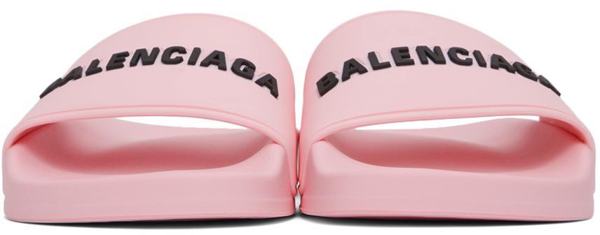 商品Balenciaga|Pink Logo Pool Slides,价格¥2813,第4张图片详细描述