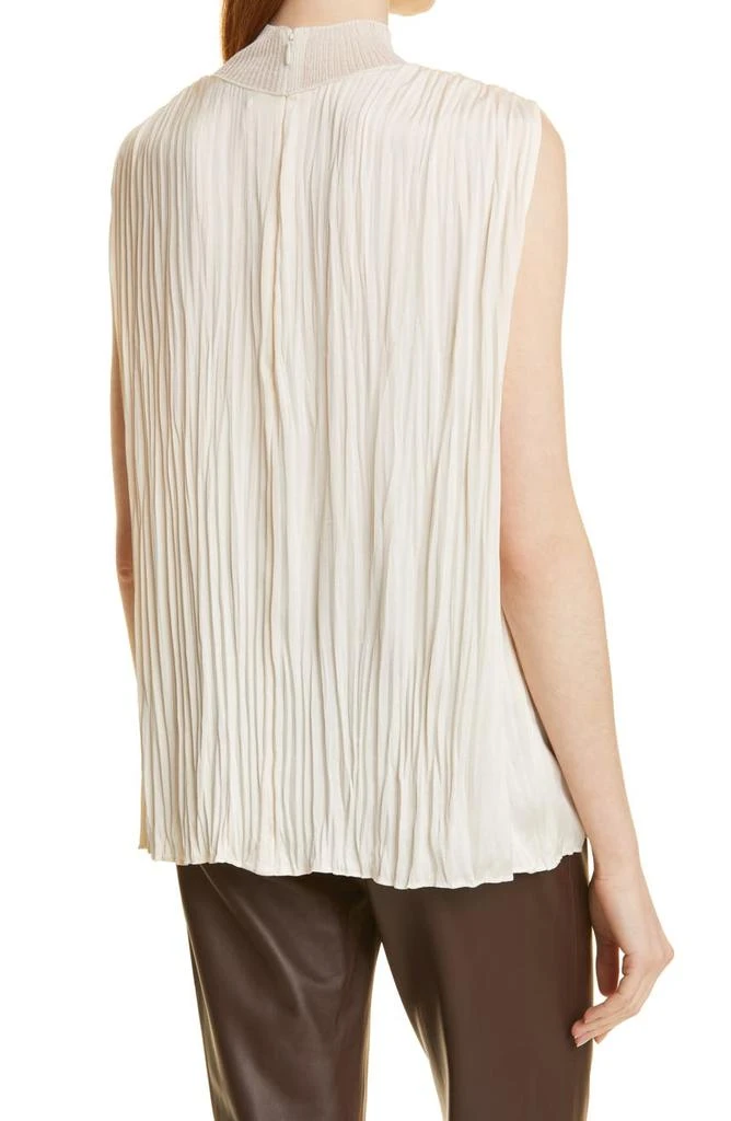 商品Vince|Mock Neck Pleated Sleeveless Satin Top,价格¥690,第2张图片详细描述