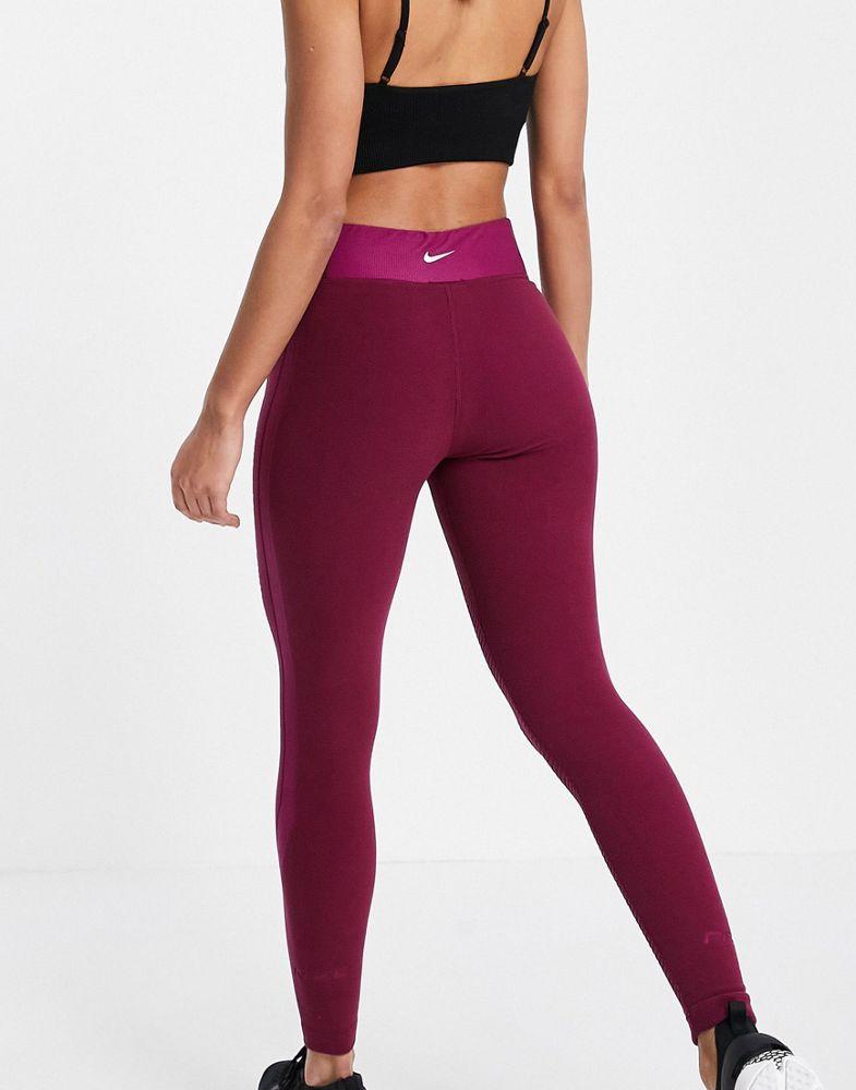 Nike Training Novelty logo leggings in dark pink商品第2张图片规格展示