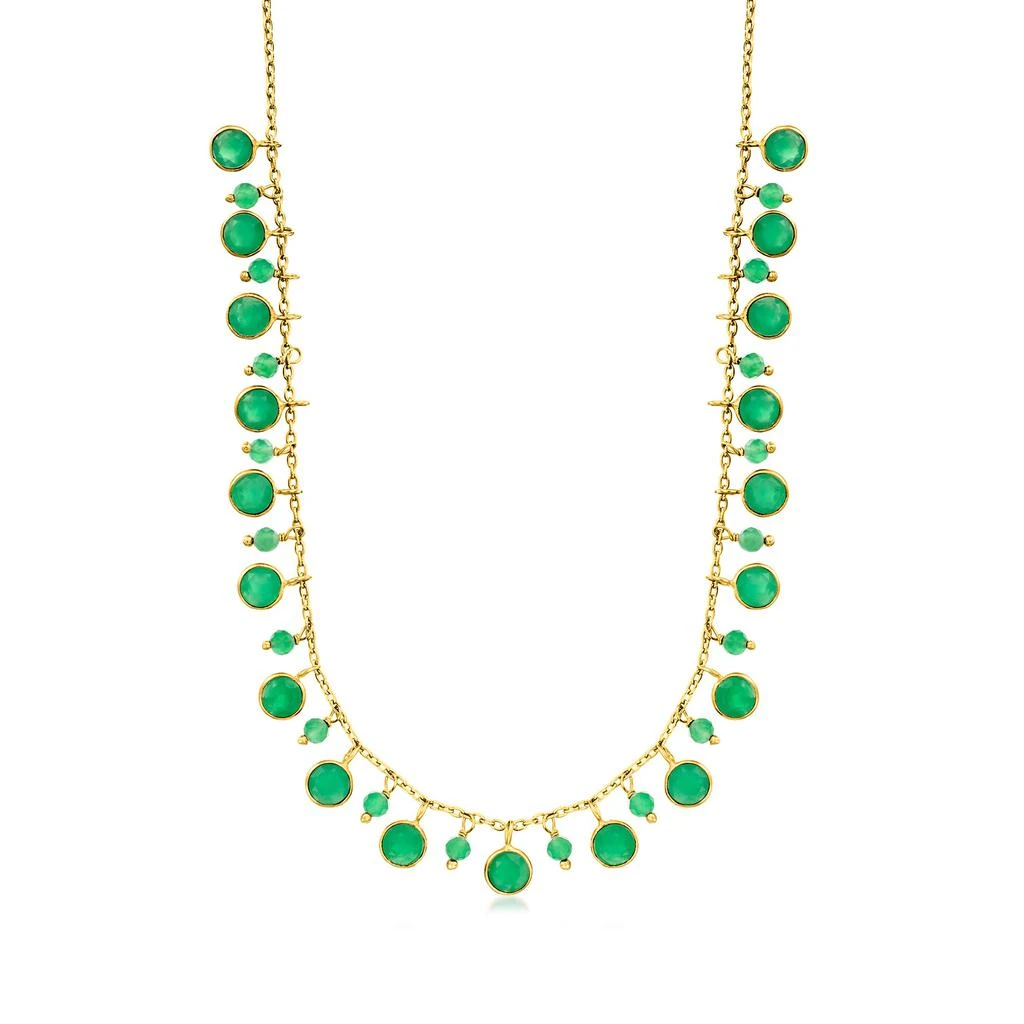 商品Ross-Simons|Ross-Simons 3-5mm Green Chalcedony Drop Necklace in 18kt Gold Over Sterling,价格¥1271,第4张图片详细描述