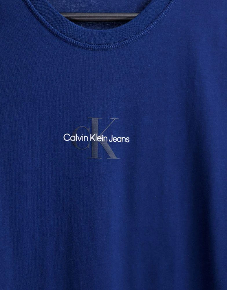 商品Calvin Klein|Calvin Klein Jeans tonal monogram logo t-shirt in dark blue,价格¥201,第4张图片详细描述