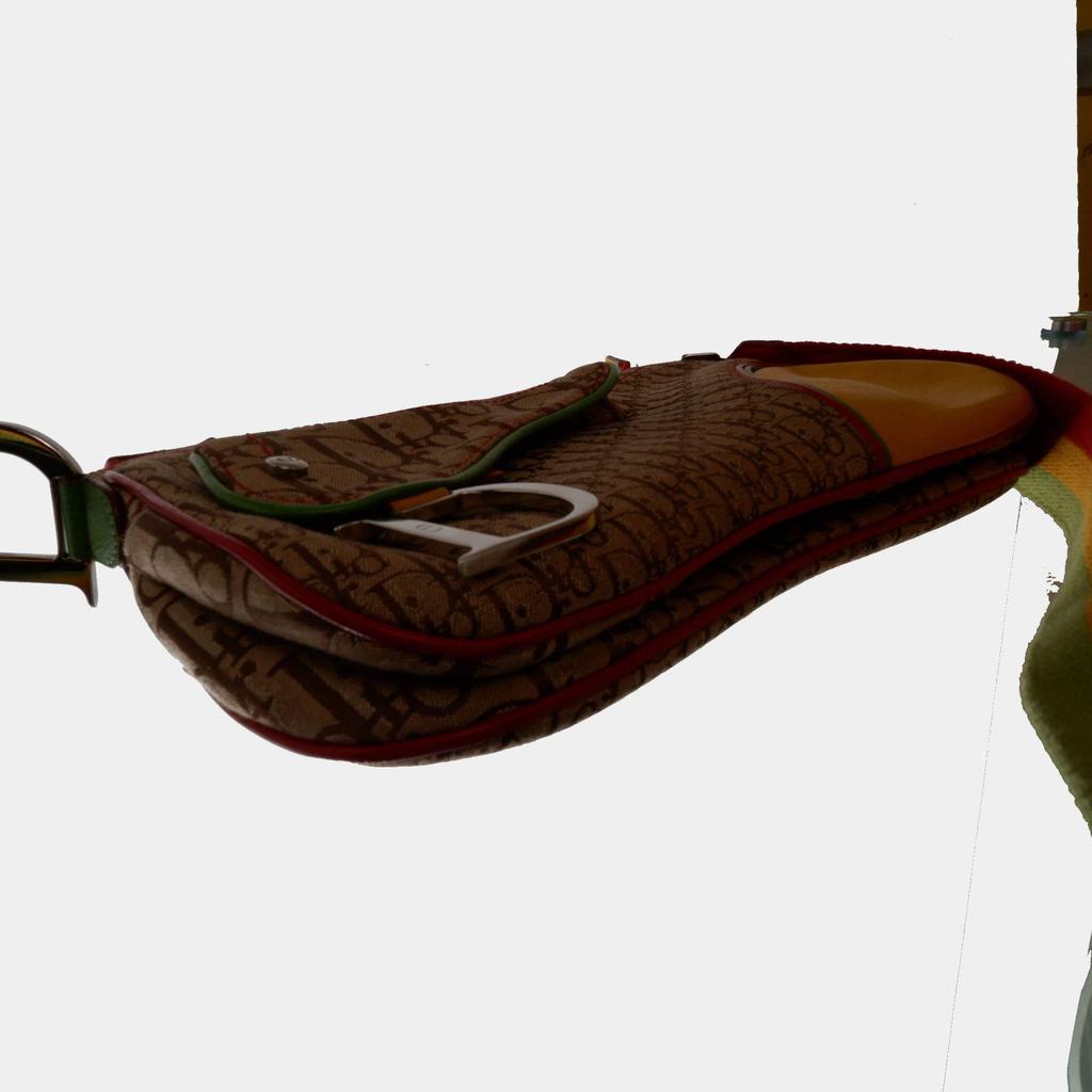 Christian Dior Brown Canvas Leather Rasta Monogram Logo Double Saddle Shoulder Bag商品第7张图片规格展示