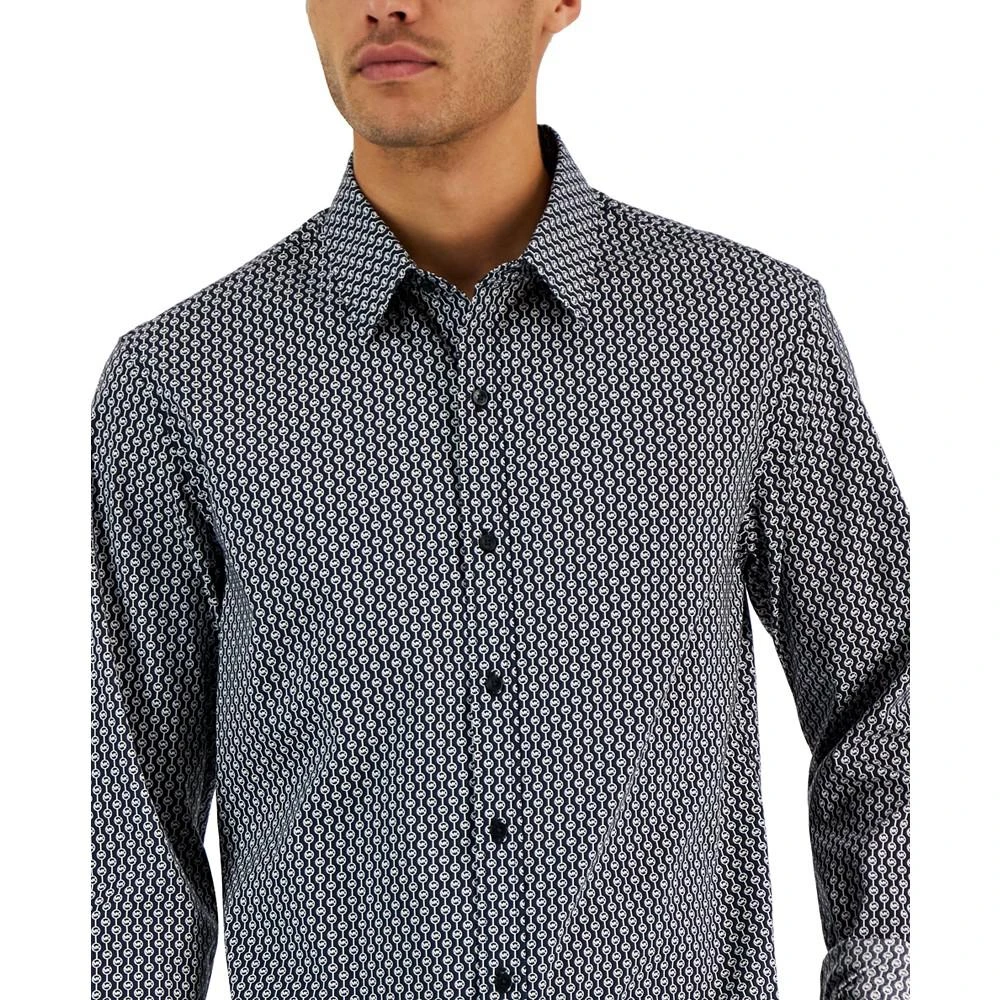 商品Michael Kors|Men's Slim-Fit Stretch Logo Charm Stripe-Print Button-Down Shirt,价格¥262,第3张图片详细描述