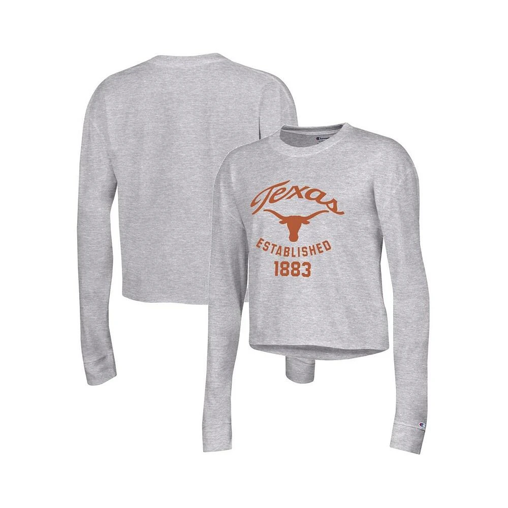 商品CHAMPION|Women's Gray Texas Longhorns Boyfriend Cropped Long Sleeve T-shirt,价格¥258,第1张图片