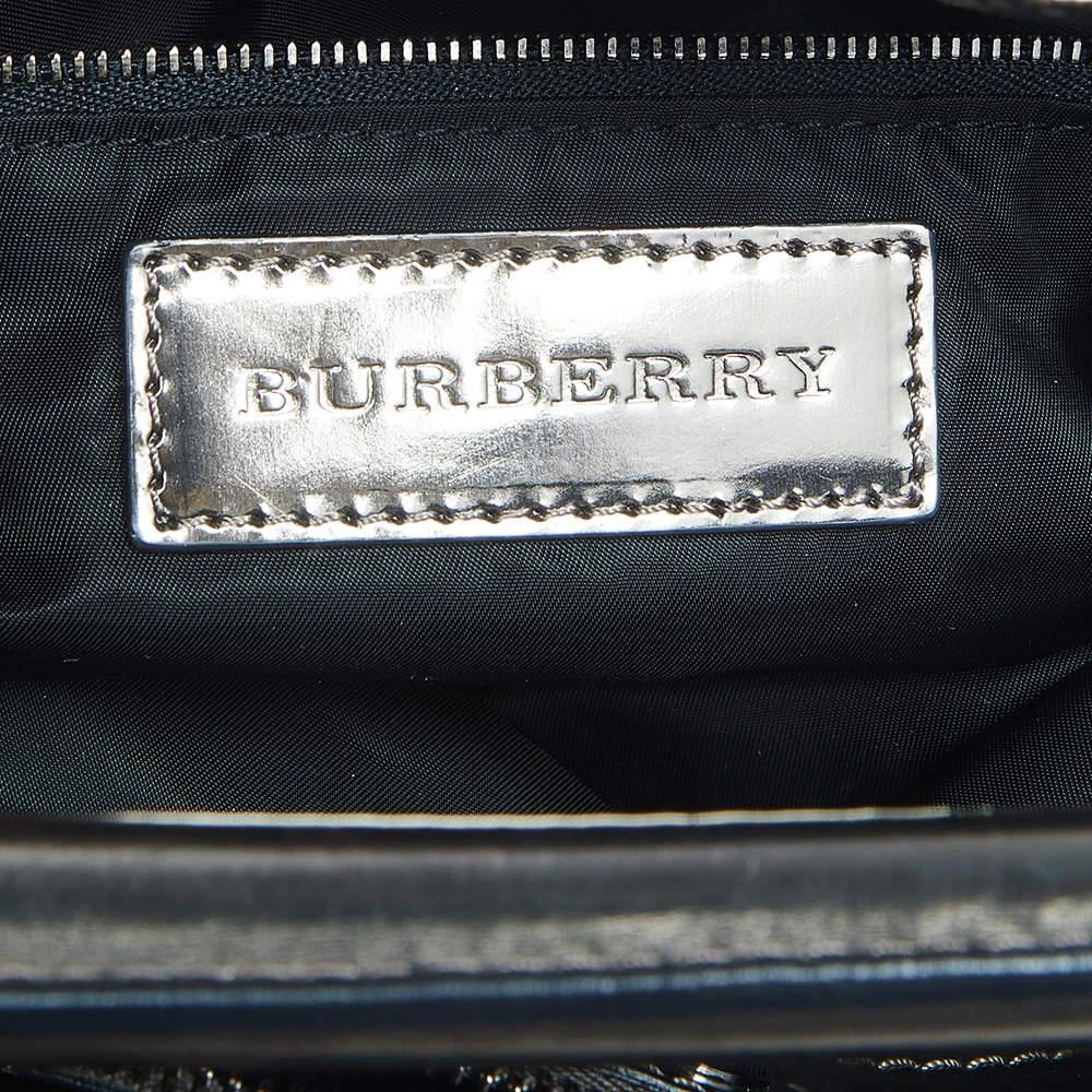 Burberry Metallic/Black Beat Check Nylon and Glossy Leather Buckle Shoulder Bag 商品