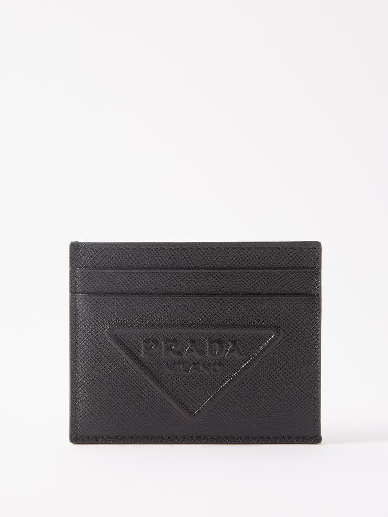 Embossed triangle-logo leather cardholder商品第1张图片规格展示