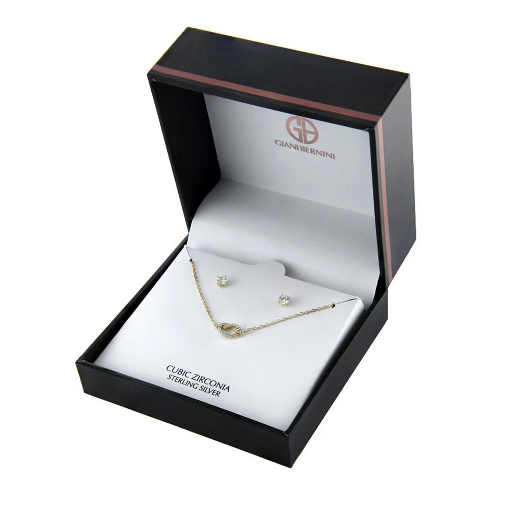 商品Giani Bernini|Gianni Bernini 2-Piece Cubic Zirconia Love Frontal Necklace and Stud Earrings Set (1.31 ct. t.w.) in 18K Gold Over Sterling Silver,价格¥298,第3张图片详细描述