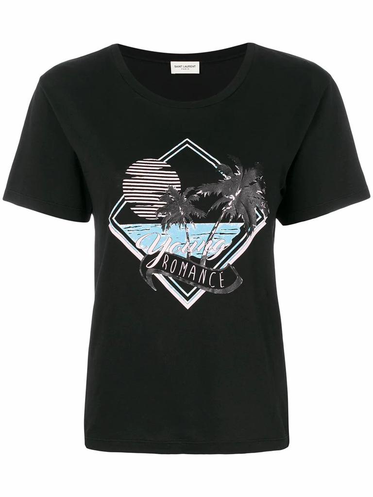 Saint Laurent Womens Black Cotton T-Shirt商品第1张图片规格展示