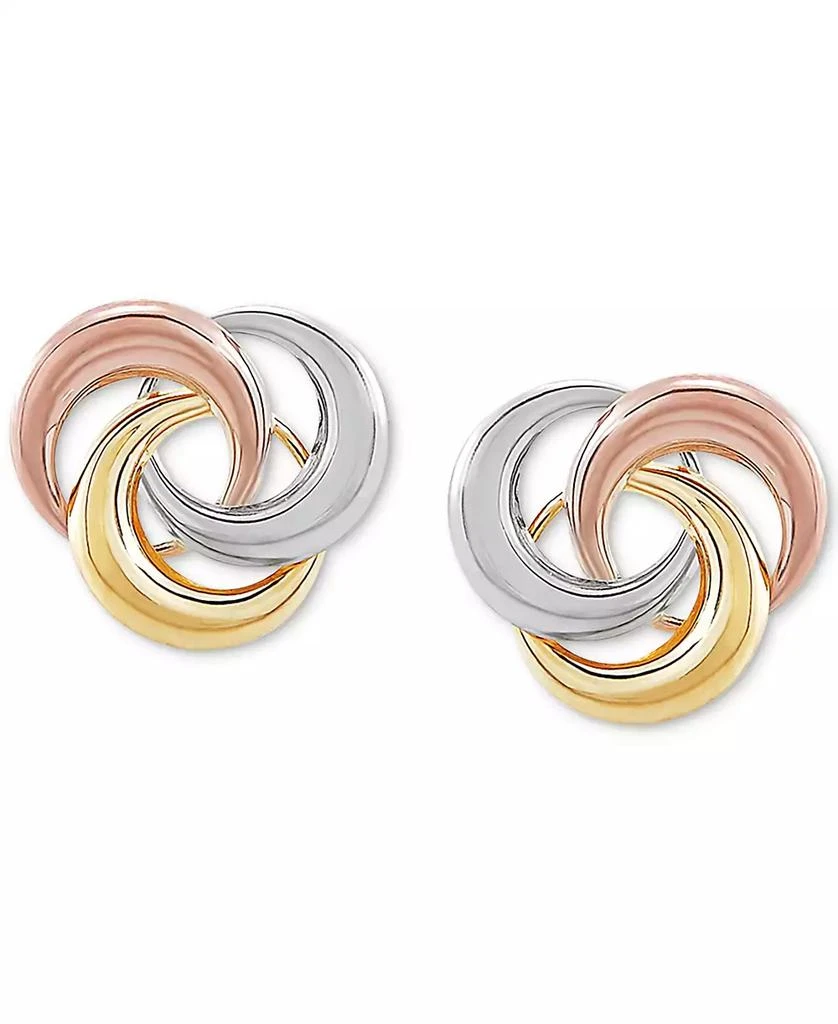 商品Macy's|Tricolor Love Knot Stud Earrings in 10k Gold, White Gold & Rose Gold,价格¥588,第1张图片