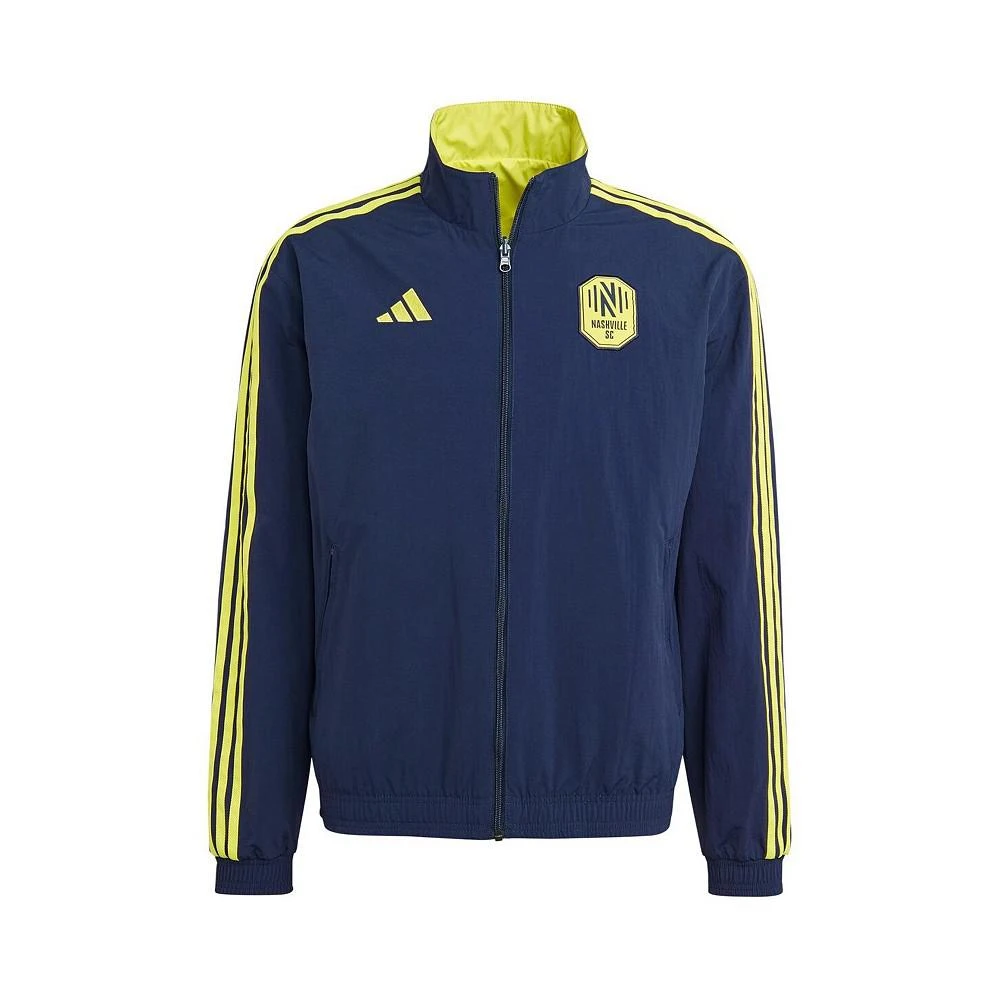 商品Adidas|Men's Navy and Yellow Nashville SC 2023 On-Field Anthem Full-Zip Reversible Team Jacket,价格¥805,第2张图片详细描述