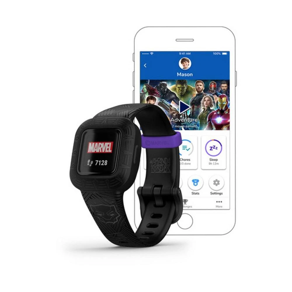 商品Garmin|Unisex Vívofit Jr. 3 Marvel Black Panther Silicone Strap Smart Watch 200mm,价格¥682,第3张图片详细描述