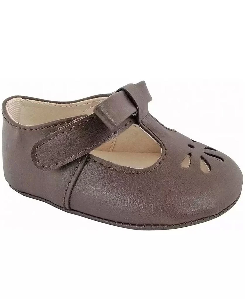 商品Baby Deer|Baby Girl Soft Leather-Like T-Strap with Bow and Perforation,价格¥322,第1张图片