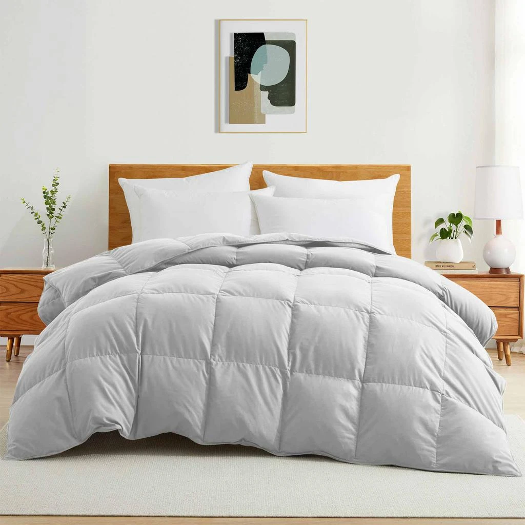 商品Puredown|Ultra Soft Fabric All Season Premium Feather Fiber and Microfiber Comforter with 360TC Light Grey,价格¥571,第2张图片详细描述