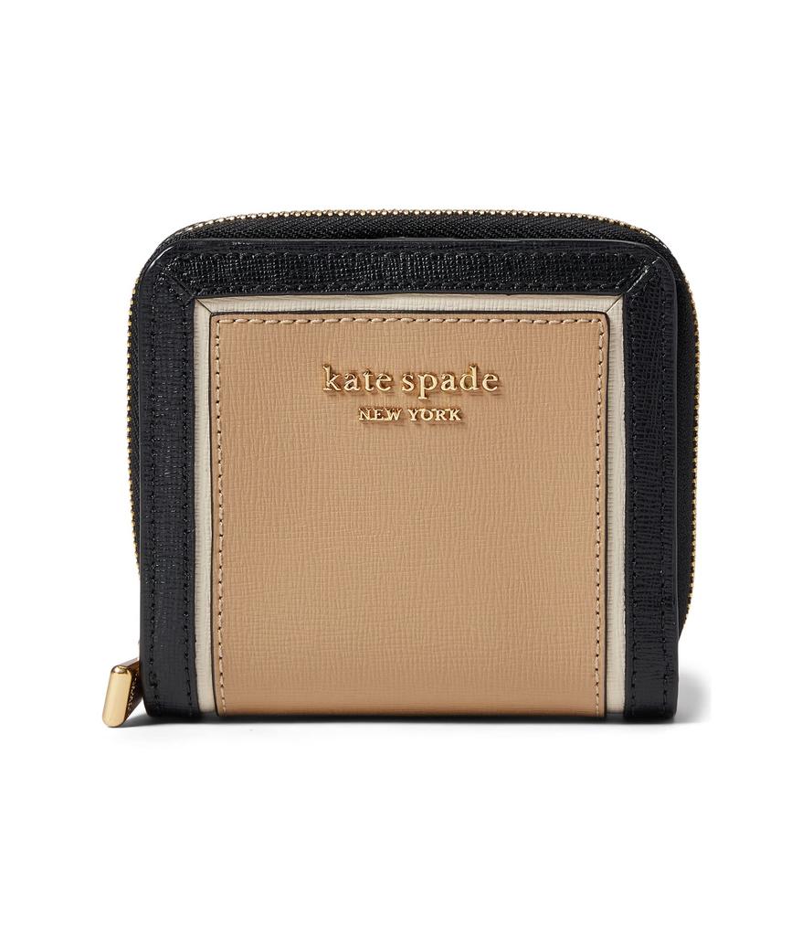 Morgan Color-Blocked Saffiano Leather Small Compact Wallet商品第1张图片规格展示