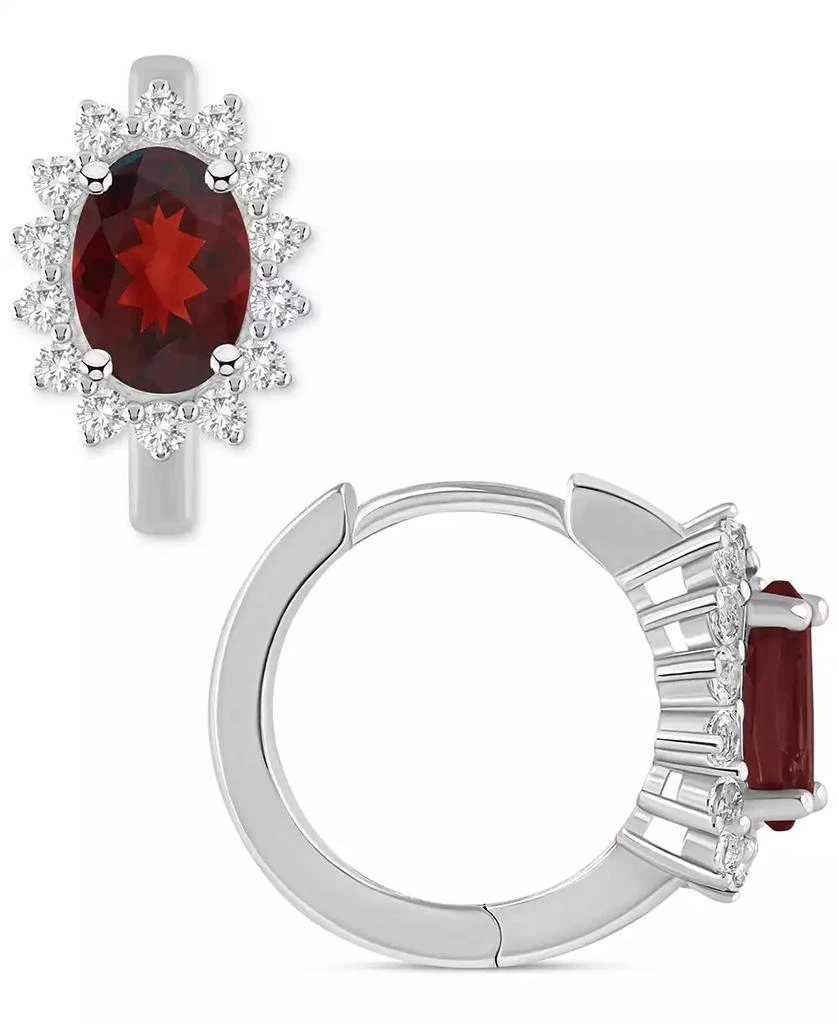 商品Macy's|Rhodolite Garnet (1-7/8 ct. t.w.) & White Topaz (1/2 ct. t.w.) Halo Hoop Earrings in Sterling Silver (Also in Citrine, Peridot, Amethyst, & Blue Topaz),价格¥785,第5张图片详细描述