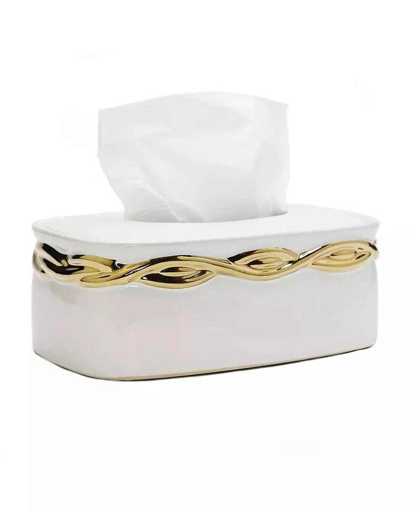 商品Vivience|White Tissue Box Gold-Tone Rounded Design,价格¥519,第2张图片详细描述