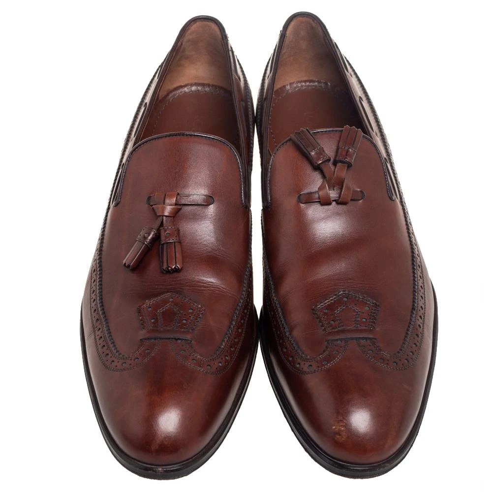 商品[二手商品] Louis Vuitton| Louis Vuitton Brown Leather Tassel  Brogue Detail Loafers Size 45,价格¥1663,第3张图片详细描述