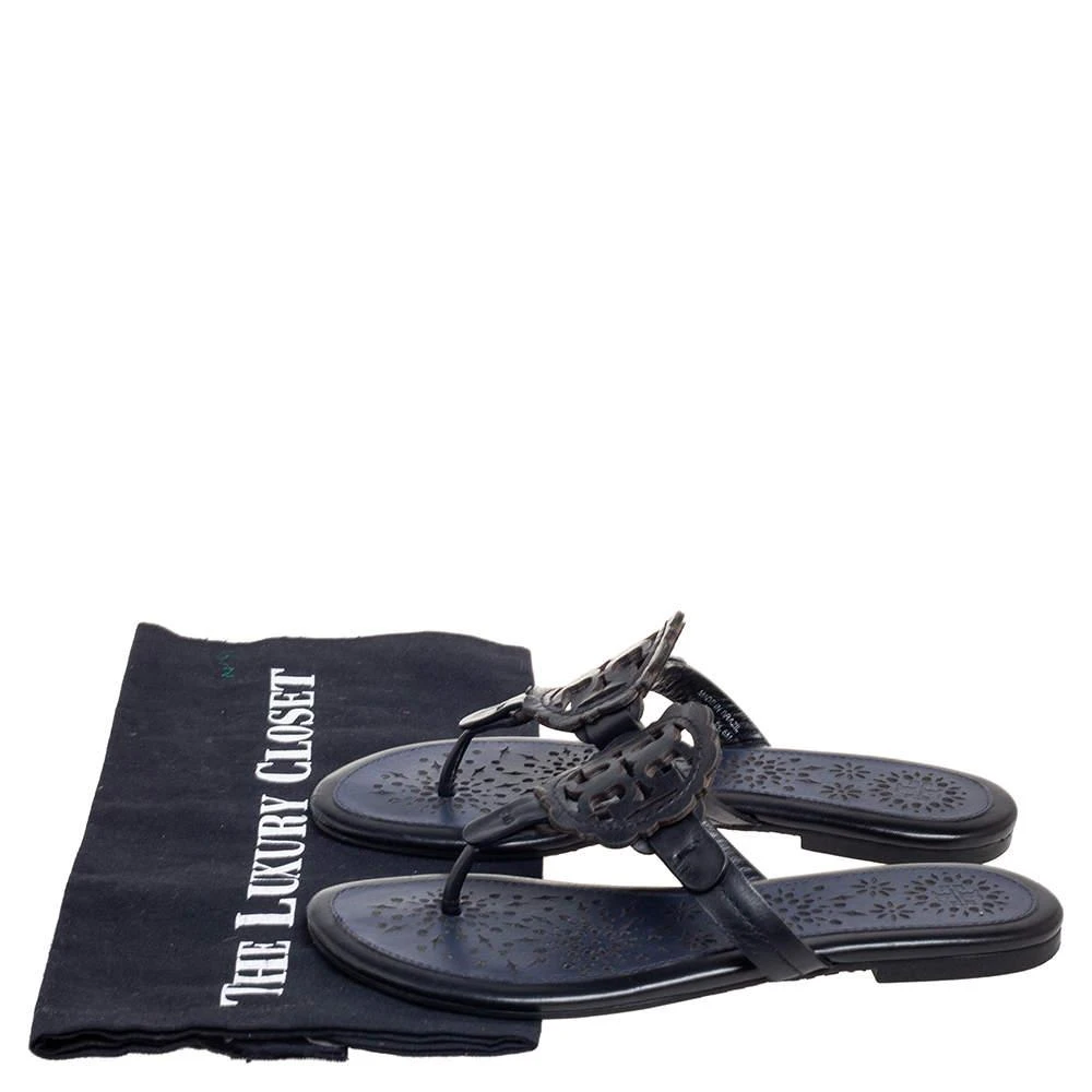 Tory Burch Black/Blue Leather Miller Flat Thong Sandals Size 35 商品