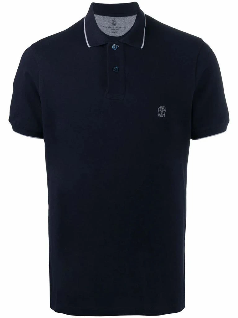 商品Brunello Cucinelli|Brunello cucinelli men's blue cotton polo shirt,价格¥3608,第1张图片