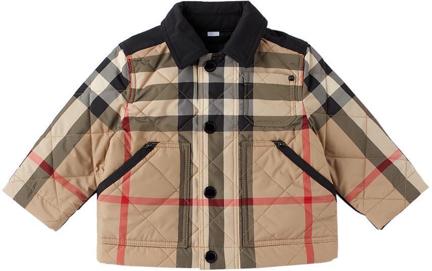商品Burberry|Baby Beige Renfred Quilted Jacket,价格¥2264,第1张图片