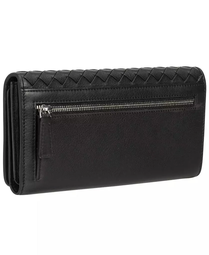 商品Mancini Leather Goods|Women's Basket Weave Collection RFID Secure Trifold Wallet,价格¥810,第3张图片详细描述