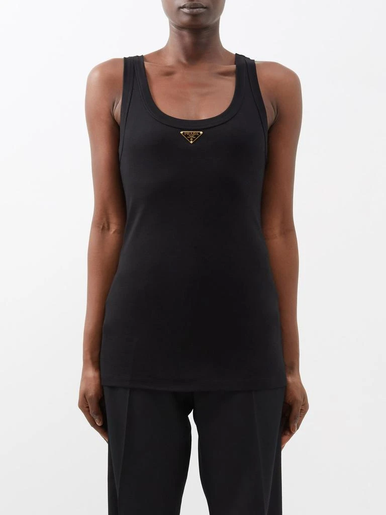 商品Prada|Triangle logo-plaque cotton-jersey tank top,价格¥7328,第1张图片