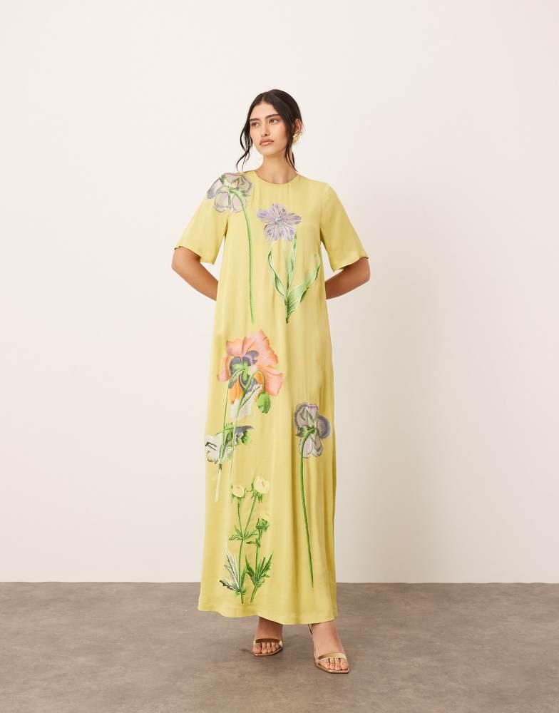 floral embroidered shirt dress Ivory Floral Embroidered Mini Shirt Dress - Shirt Dresses main image 0