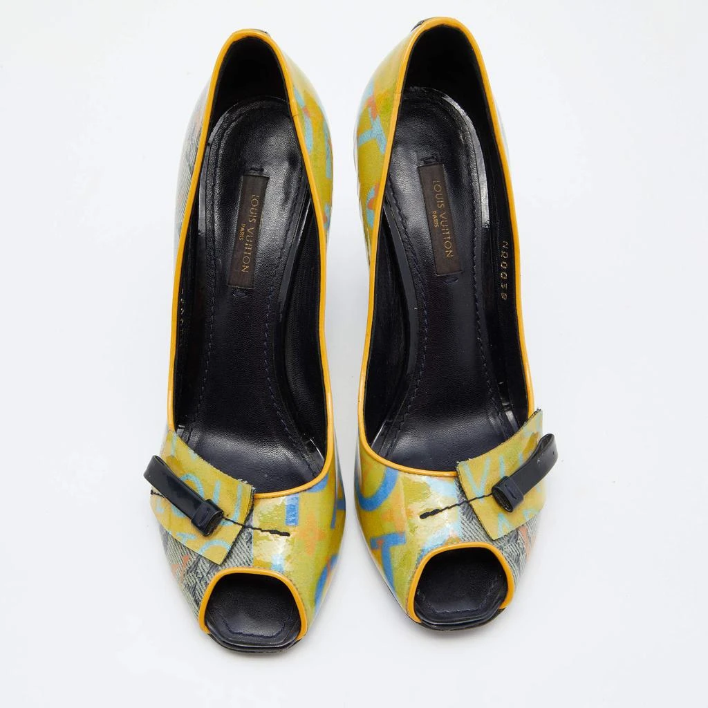 商品[二手商品] Louis Vuitton|Louis Vuitton Yellow Monogram Coated Denim Richard Prince Flash Pulp Peep-Toe Pumps Size 36,价格¥2511,第3张图片详细描述
