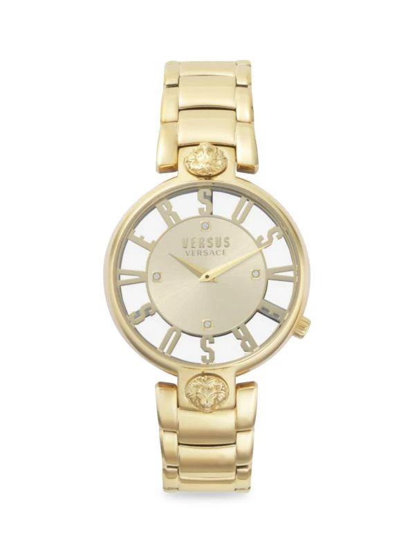 商品Versus Versace|Kirstenhof 36MM Goldtone IP Stainless Steel & Crystal Bracelet Watch,价格¥862,第1张图片