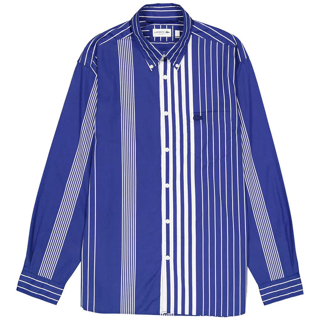 Mens Vertical Striped Long Sleeve Shirt in Methylene商品第1张图片规格展示