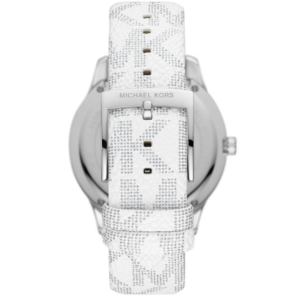 商品Michael Kors|Women's Runway White Metallic Polyvinyl Chloride Strap Watch, 40mm,价格¥1009,第5张图片详细描述