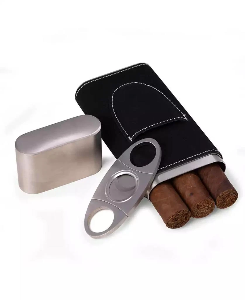 商品Bey-Berk|Leather 3 Cigar Case with Cigar Cutter,价格¥366,第1张图片