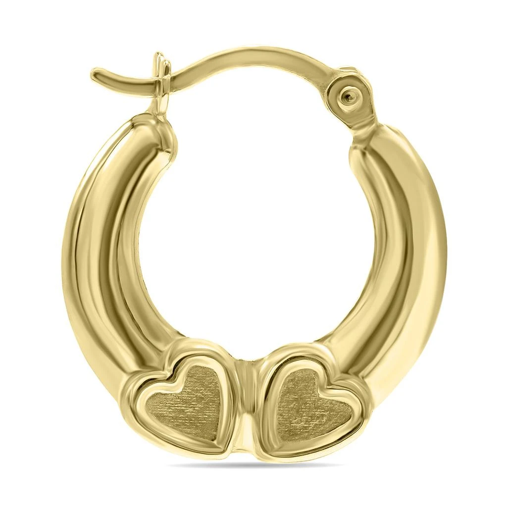 商品Monary|10K Yellow Gold Double Heart Shaped Huggie Hoop Earrings,价格¥799,第2张图片详细描述