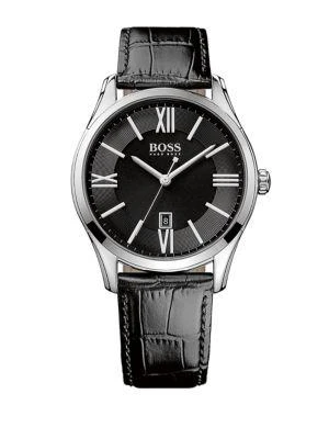 商品Hugo Boss|Men's Ambassador Embossed Leather Strap Watch,价格¥1035,第1张图片