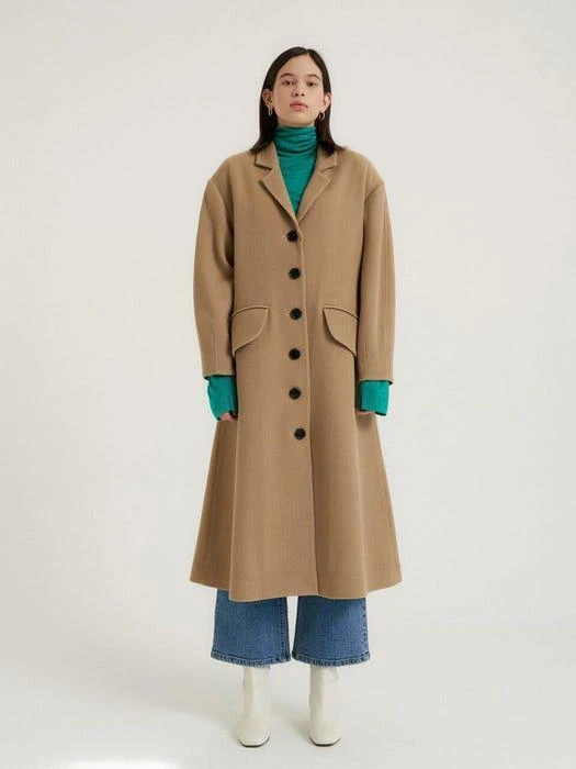 商品OVERDUEFLAIR|Avant-garde Flare Coat Warm Beige,价格¥3044,第1张图片