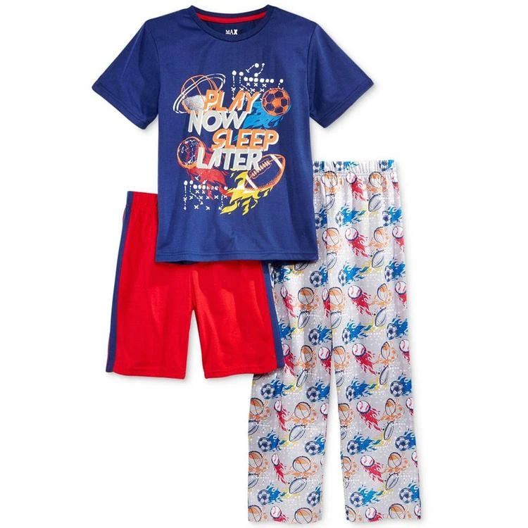 商品Max & Olivia|大/小童3-Pc. Play Now Sleep Later Pajama Set, Little Boys (2-7) & Big Boys (8-20),价格¥72,第1张图片