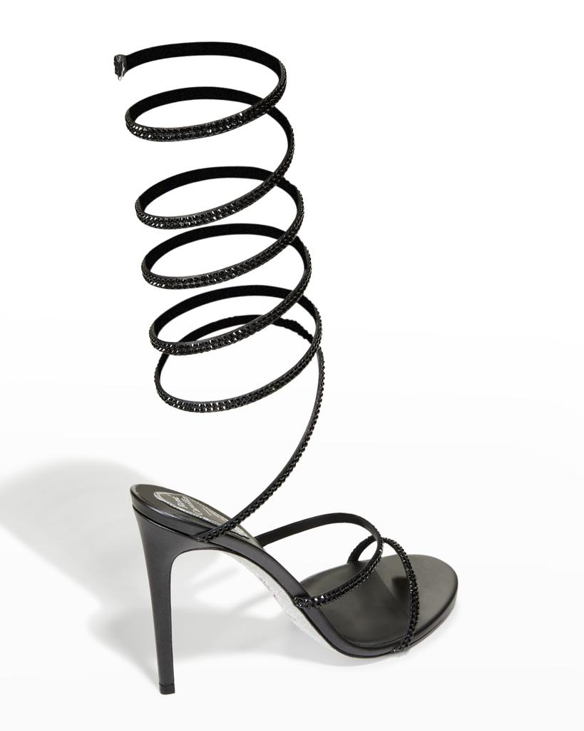 105mm Shimmery Snake-Wrap Stiletto Sandals商品第3张图片规格展示