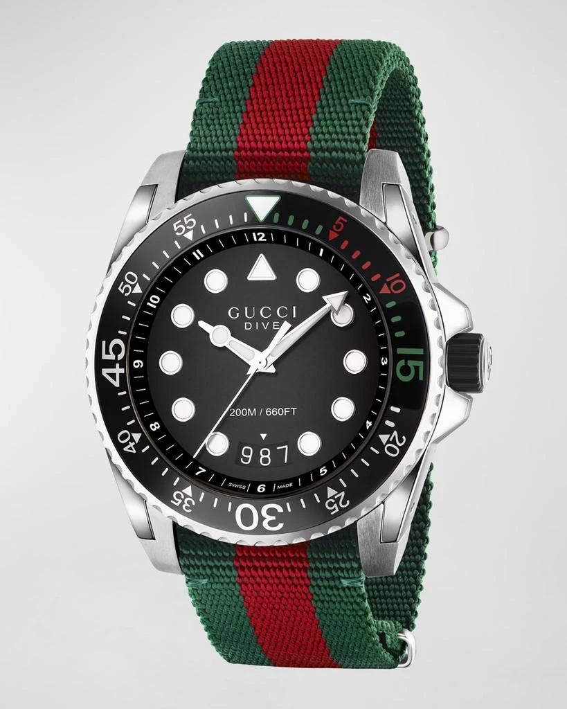 商品Gucci|45mm Gucci Dive Watch w/ Nylon Web Strap,价格¥13035,第1张图片