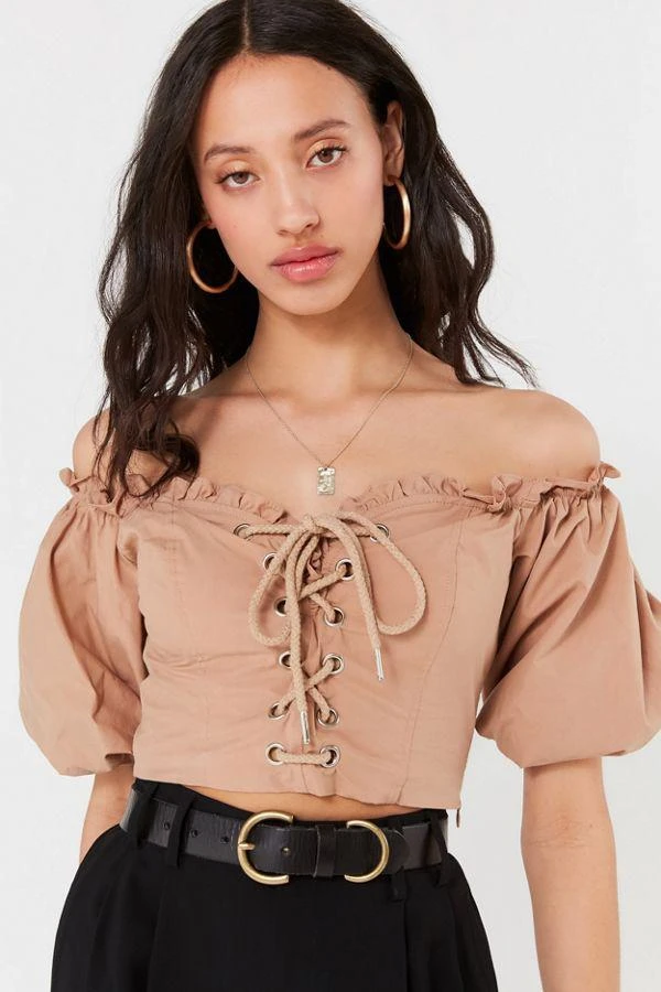 商品I.AM.GIA|I.AM.GIA Alya 一字肩泡泡袖上衣,价格¥370,第1张图片