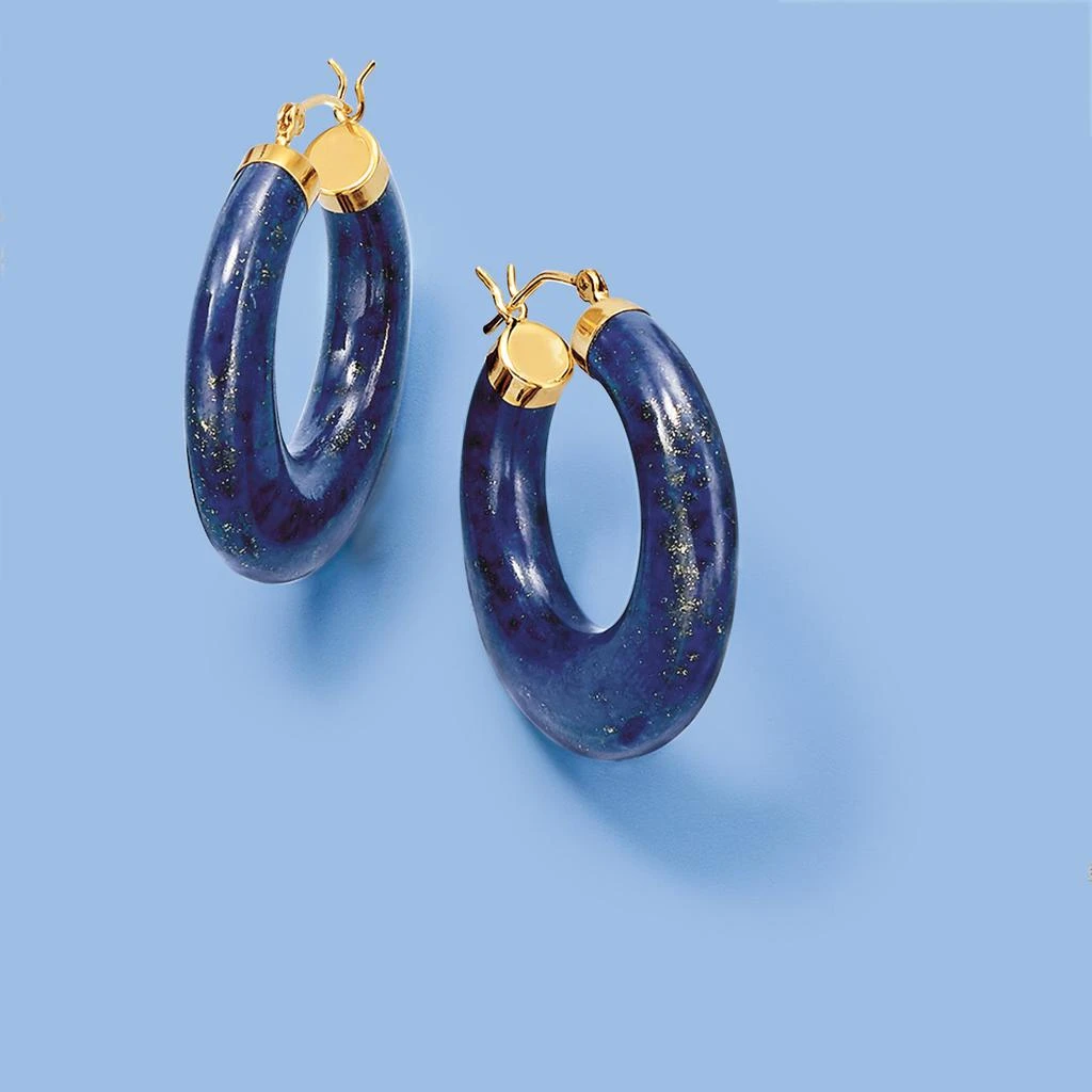 商品Ross-Simons|Ross-Simons Jade Hoop Earrings With 14kt Yellow Gold,价格¥2374,第3张图片详细描述