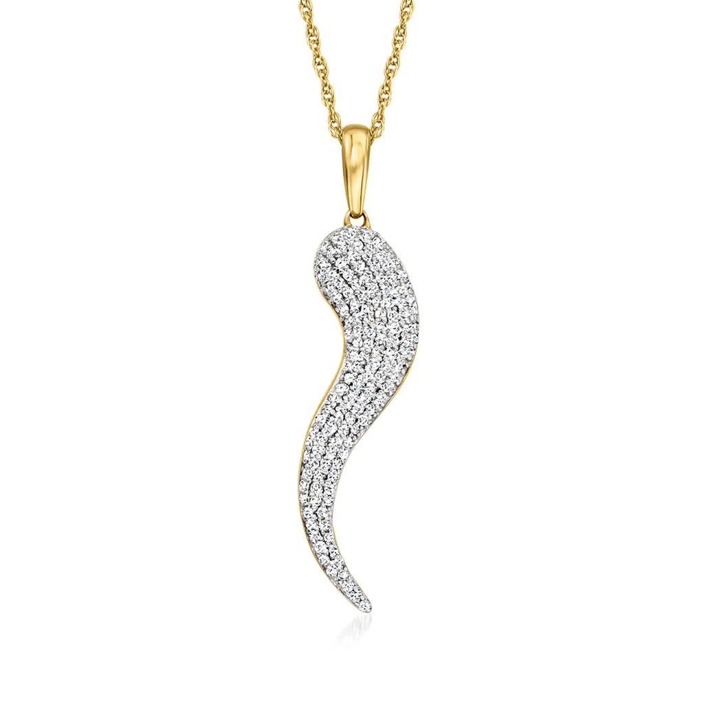 商品Ross-Simons|Pave Diamond Italian Horn Pendant Necklace in 18kt Gold Over Sterling,价格¥1879,第1张图片