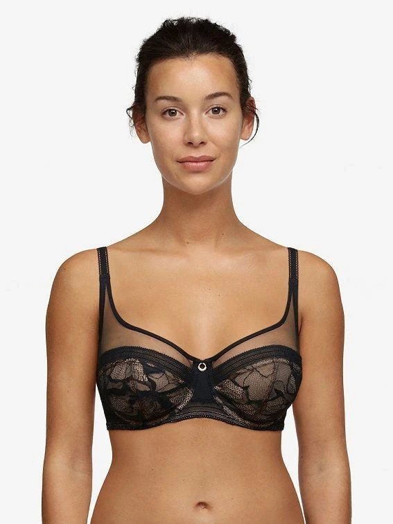 商品Chantelle|Chantelle 11M1 True Lace Very Covering Underwired Bra in Black,价格¥655,第1张图片